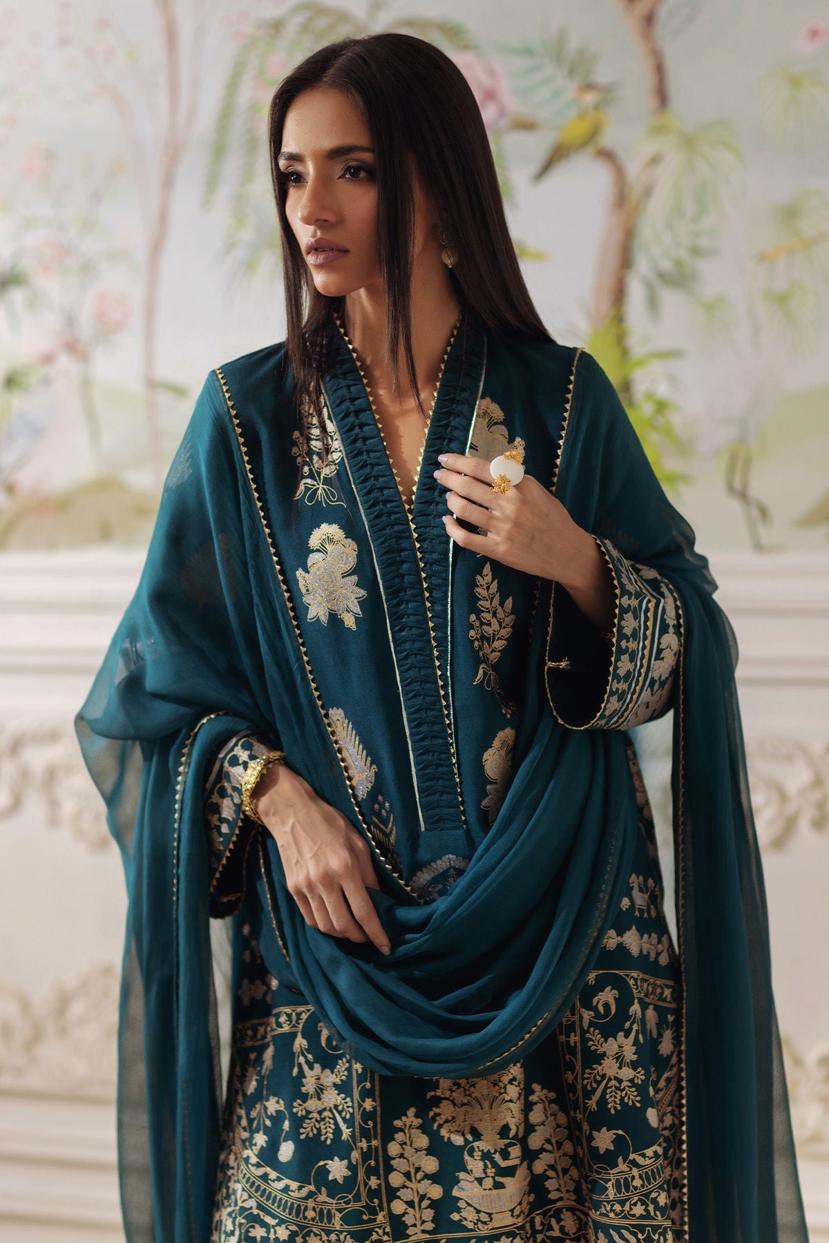 Annus Abrar | Elemental Festive | Qirat (Shirt, Pants and Dupatta) - Official Annus Abrar stockist in UK - Sakeena London