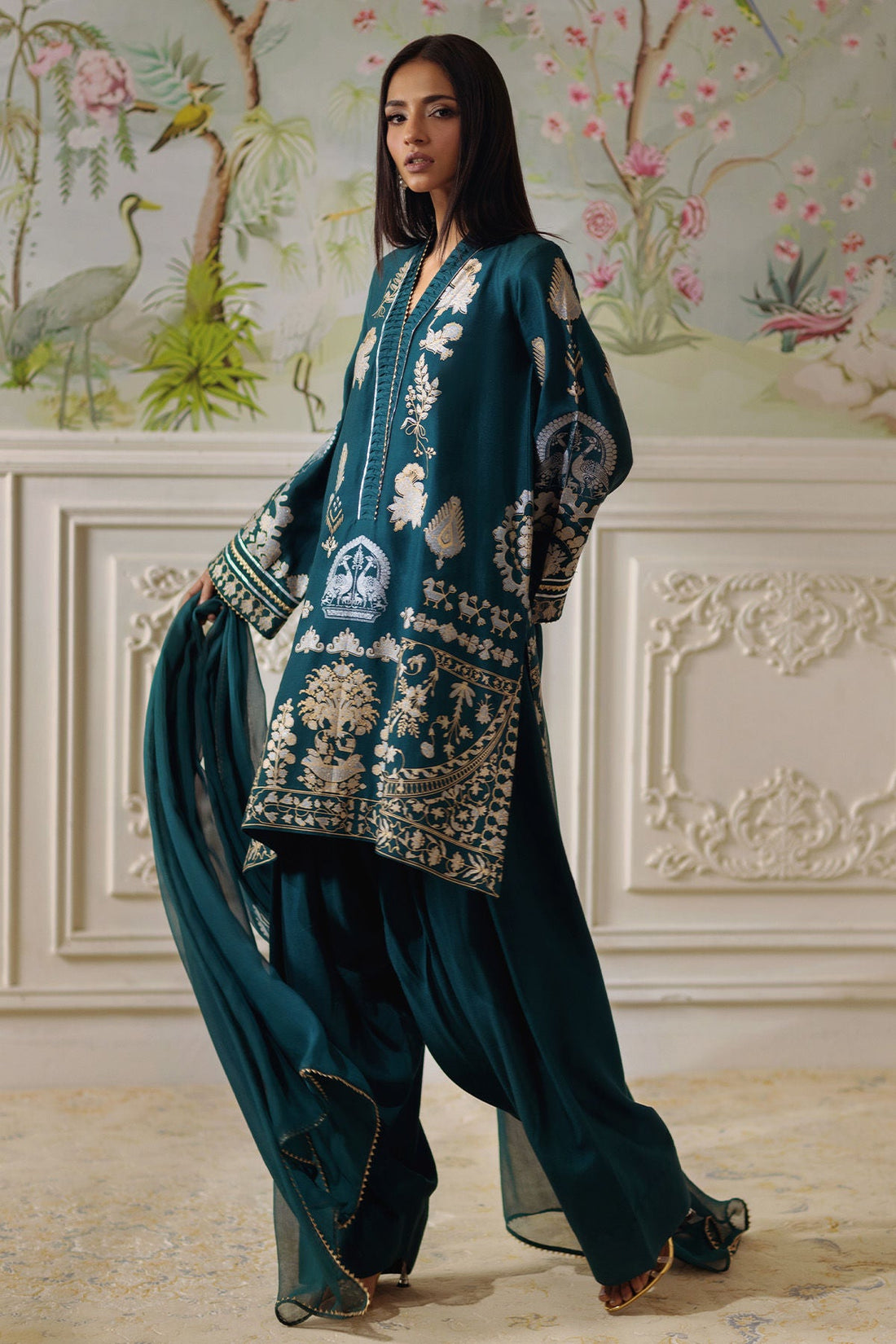 Annus Abrar | Elemental Festive | Qirat (Shirt, Pants and Dupatta) - Official Annus Abrar stockist in UK - Sakeena London