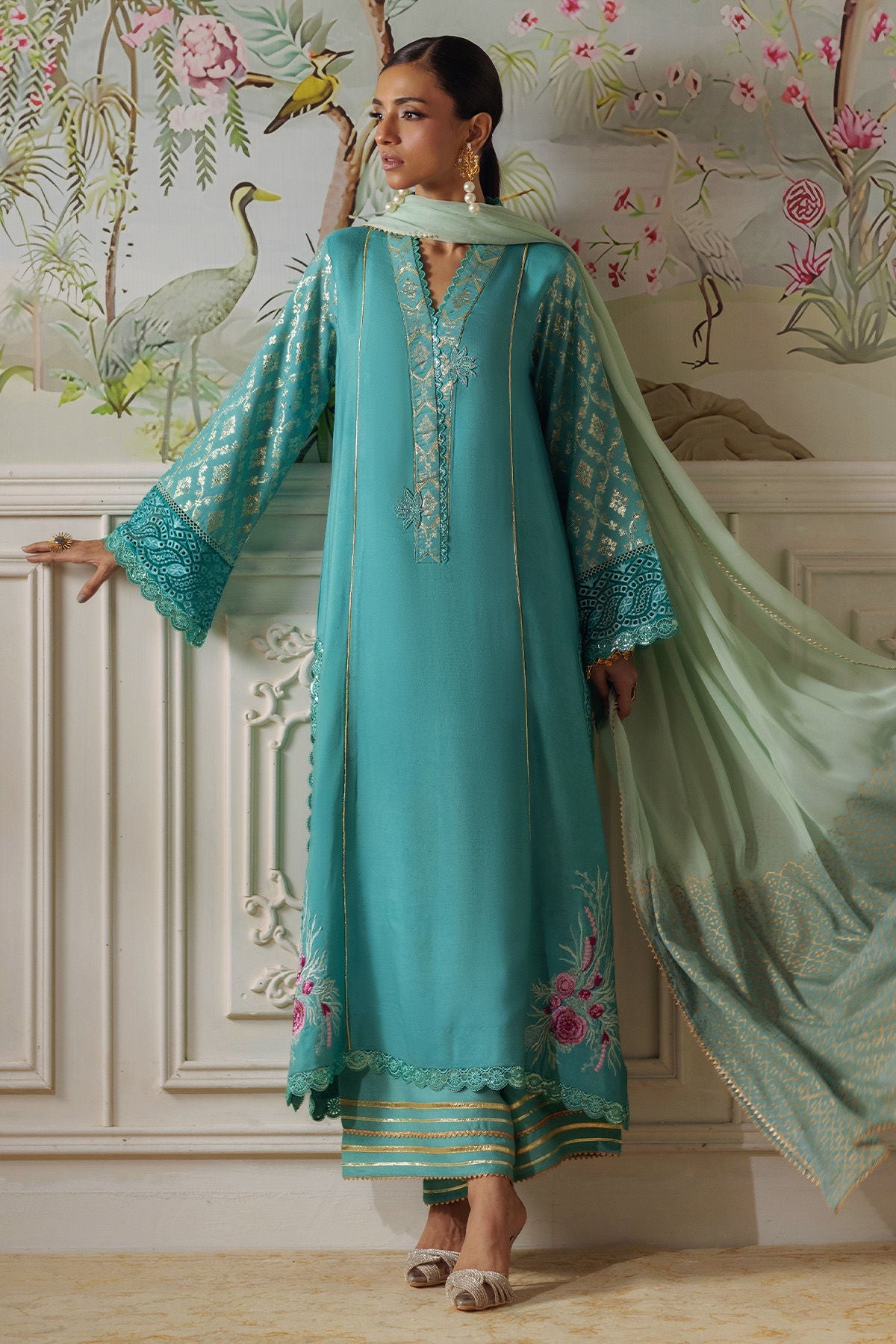 Annus Abrar | Elemental Festive | Reshaal (Shirt, Pants and Dupatta) - Official Annus Abrar stockist in UK - Sakeena London