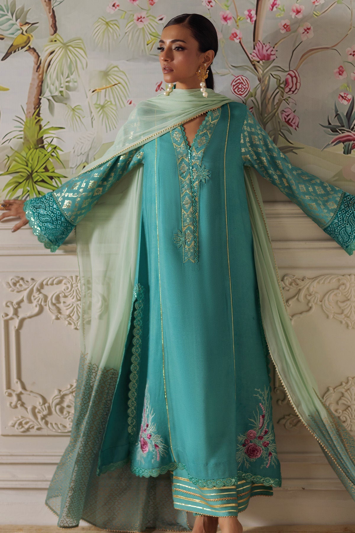 Annus Abrar | Elemental Festive | Reshaal (Shirt, Pants and Dupatta) - Official Annus Abrar stockist in UK - Sakeena London