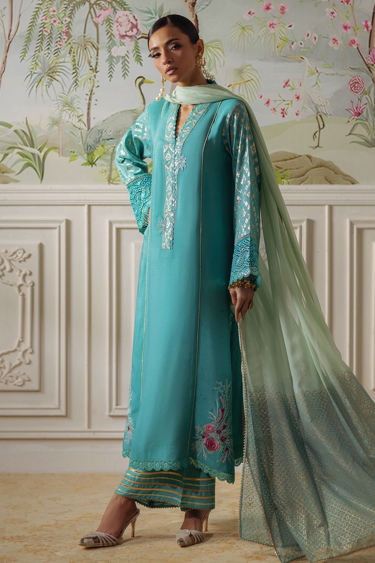 Annus Abrar | Elemental Festive | Reshaal (Shirt, Pants and Dupatta) - Official Annus Abrar stockist in UK - Sakeena London