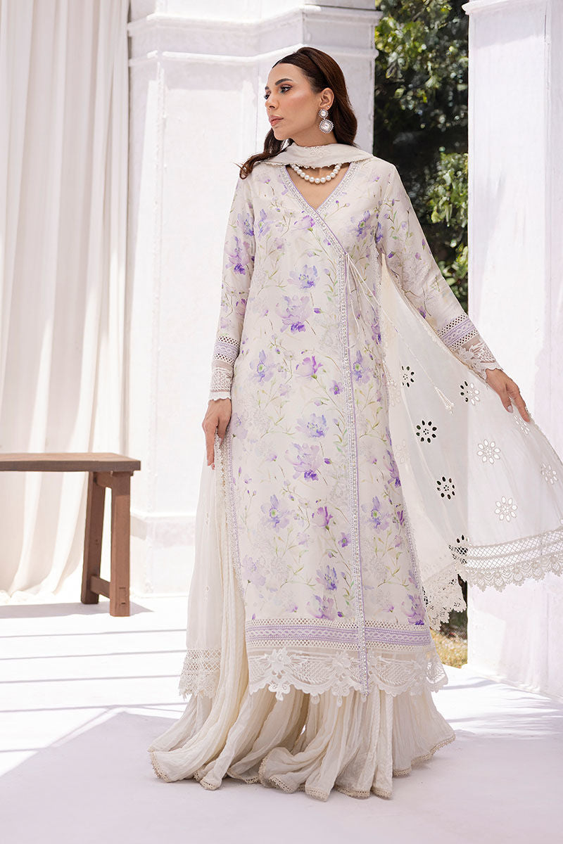 Ansab Jahangir | Digital Silk | Lila Shirt And Dupatta - Official Ansab Jahangir stockist in UK - Sakeena London