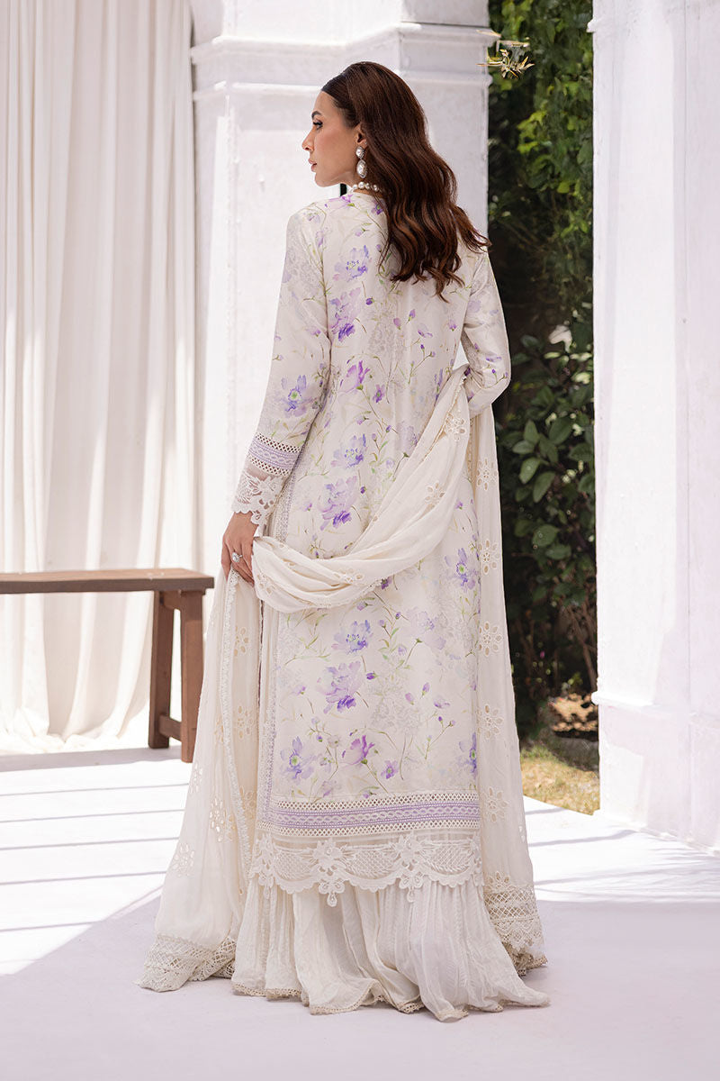 Ansab Jahangir | Digital Silk | Lila Shirt And Dupatta - Official Ansab Jahangir stockist in UK - Sakeena London