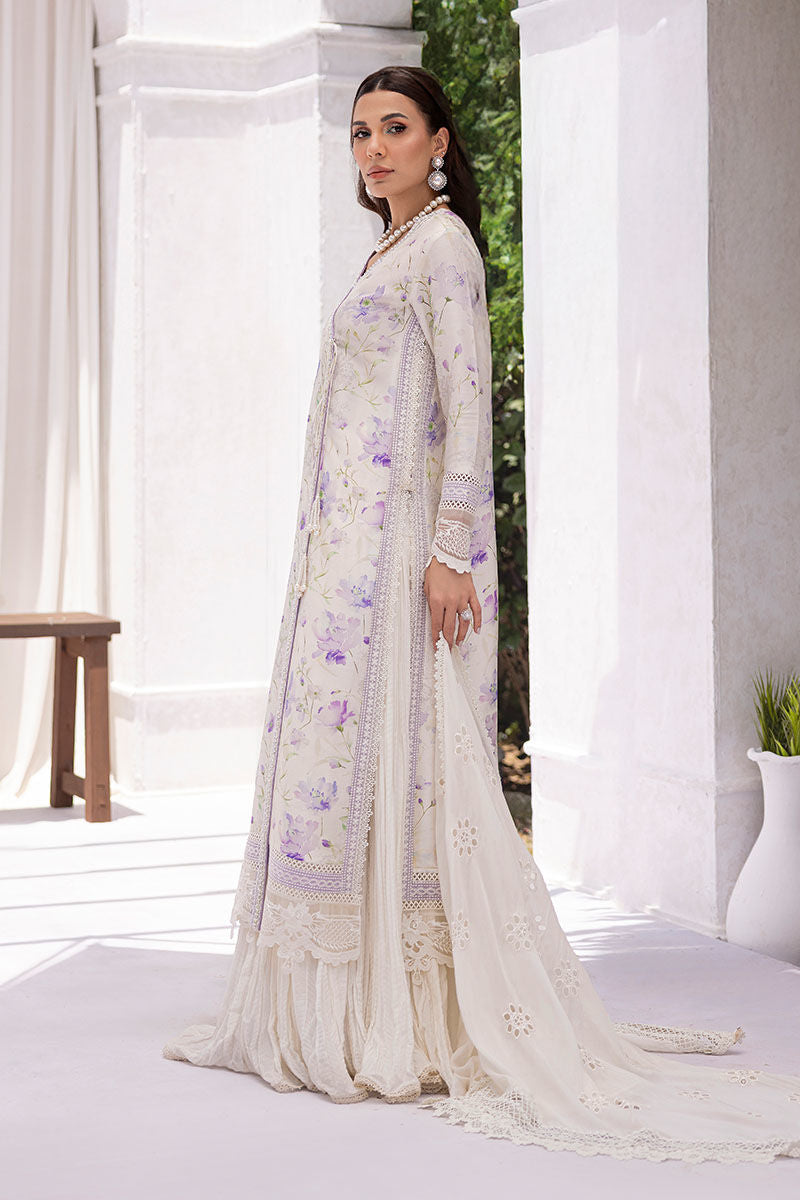 Ansab Jahangir | Digital Silk | Lila Shirt And Dupatta - Official Ansab Jahangir stockist in UK - Sakeena London