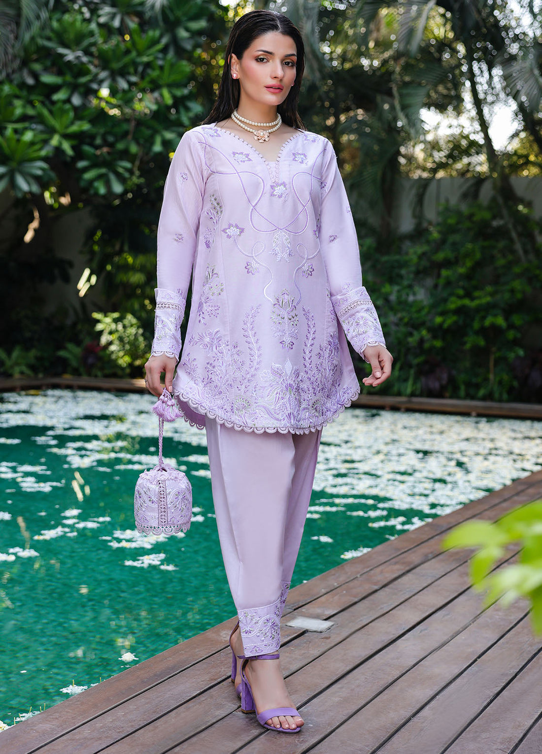 Sahane | Lovent Embroidered Pret 25 | ME23008 Lily - Official Sahane stockist in UK - Sakeena London