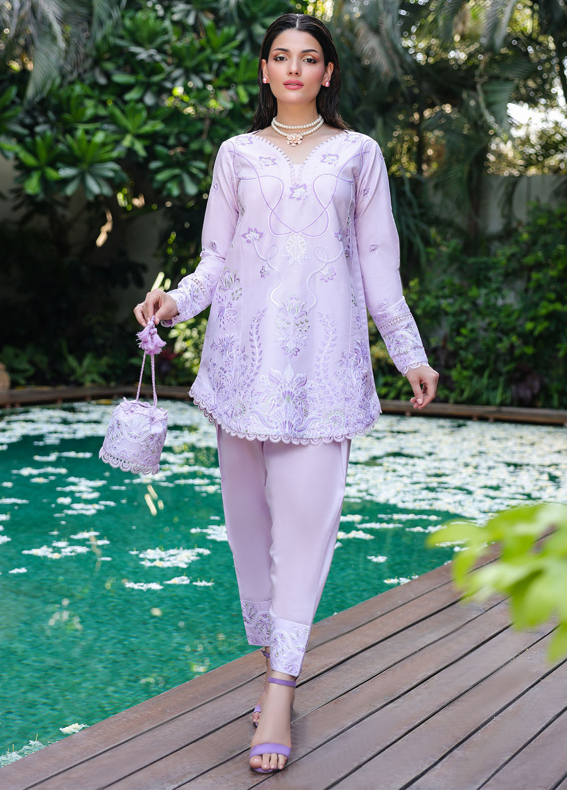 Sahane | Lovent Embroidered Pret 25 | ME23008 Lily - Official Sahane stockist in UK - Sakeena London