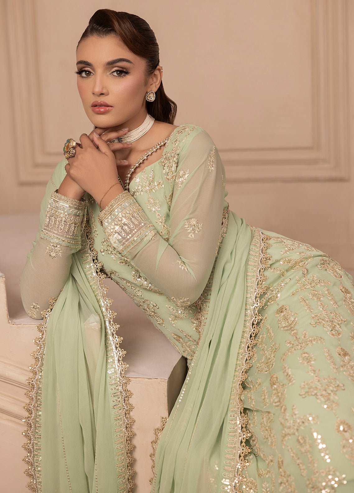 Sahane | Elyssa Festive Chiffon | CT-19004 Emera - ELYSSA - Official Sahane stockist in UK - Sakeena London