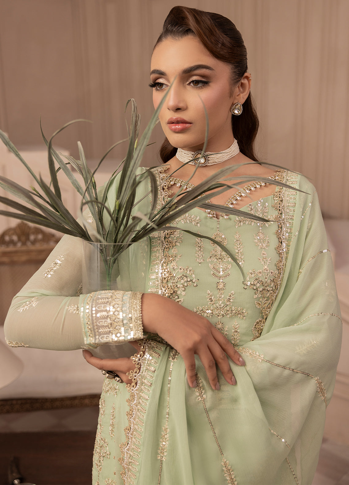 Sahane | Elyssa Festive Chiffon | CT-19004 Emera - ELYSSA - Official Sahane stockist in UK - Sakeena London