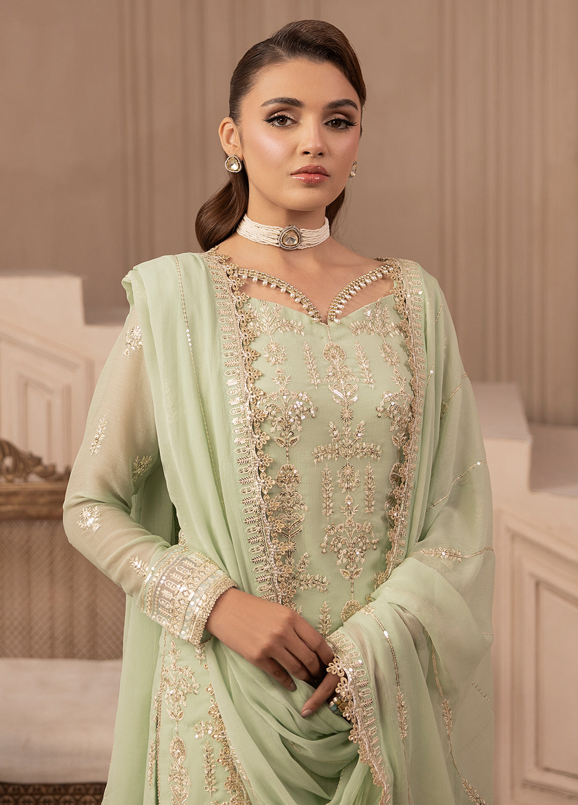 Sahane | Elyssa Festive Chiffon | CT-19004 Emera - ELYSSA - Official Sahane stockist in UK - Sakeena London
