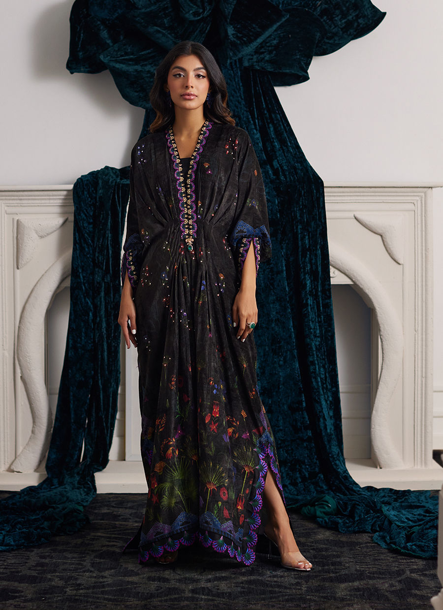 Farah Talib Aziz | Velvets The After Party | DIMA VELVET KAFTAN - Official Farah Talib Aziz stockist in UK - Sakeena London