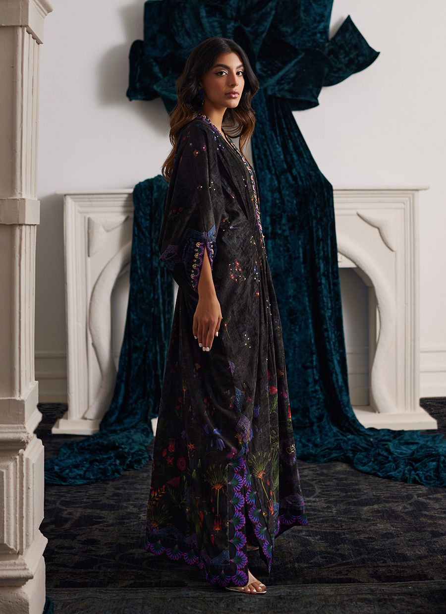 Farah Talib Aziz | Velvets The After Party | DIMA VELVET KAFTAN - Official Farah Talib Aziz stockist in UK - Sakeena London