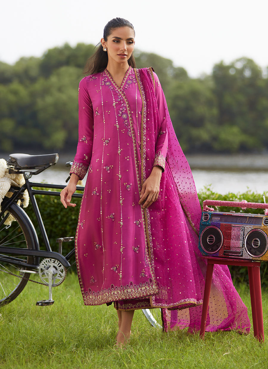 Farah Talib Aziz | Mayna Festive Luxe Pret | Mirage Magenta Shirt And Dupatta - Official Farah Talib Aziz stockist in UK - Sakeena London