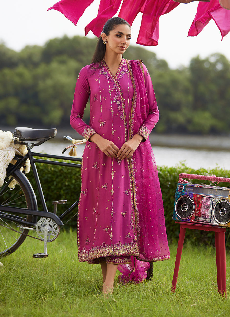 Farah Talib Aziz | Mayna Festive Luxe Pret | Mirage Magenta Shirt And Dupatta - Official Farah Talib Aziz stockist in UK - Sakeena London