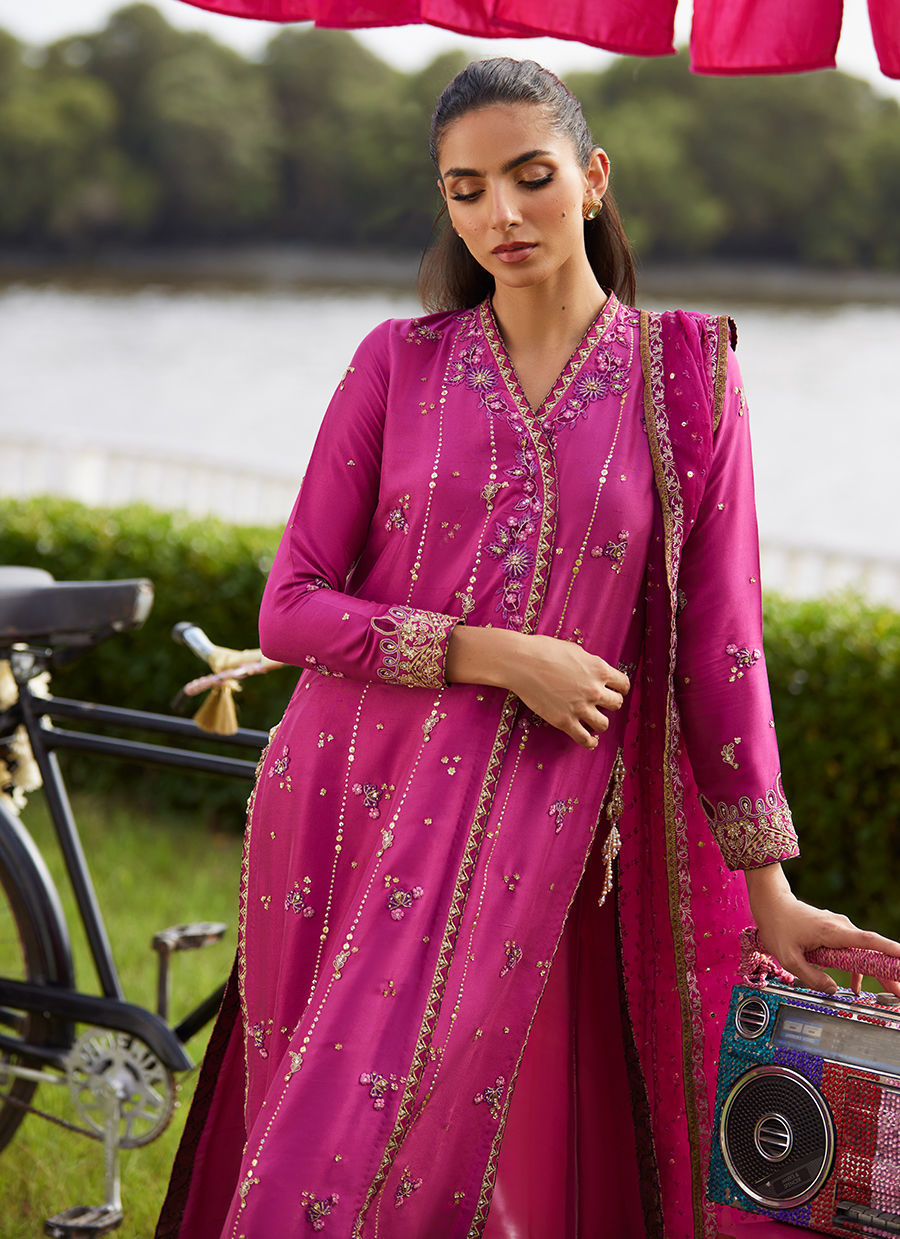 Farah Talib Aziz | Mayna Festive Luxe Pret | Mirage Magenta Shirt And Dupatta - Official Farah Talib Aziz stockist in UK - Sakeena London