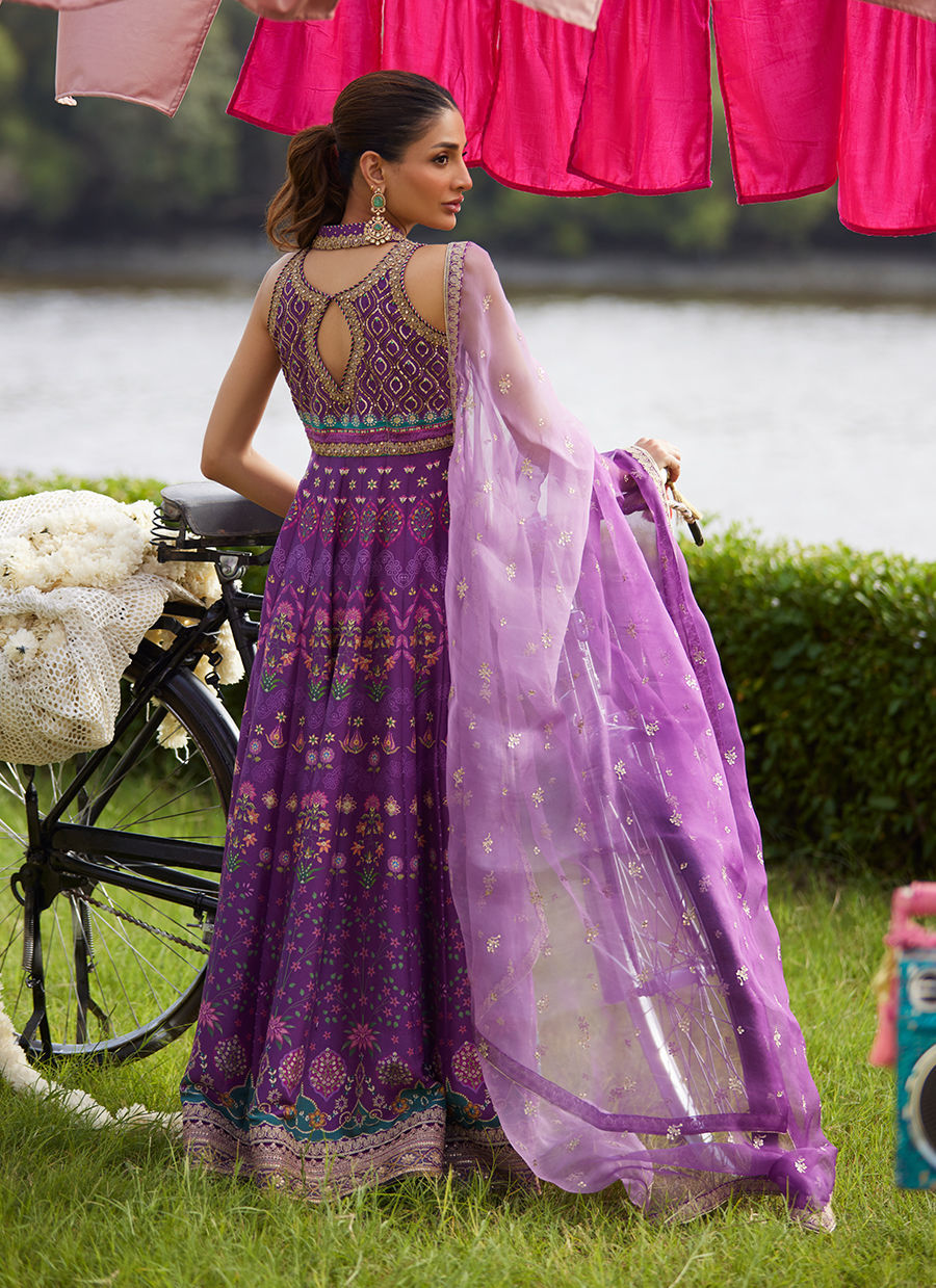 Farah Talib Aziz | Mayna Festive Luxe Pret | Aurora Aubergine Kalidaar And Dupatta - Official Farah Talib Aziz stockist in UK - Sakeena London
