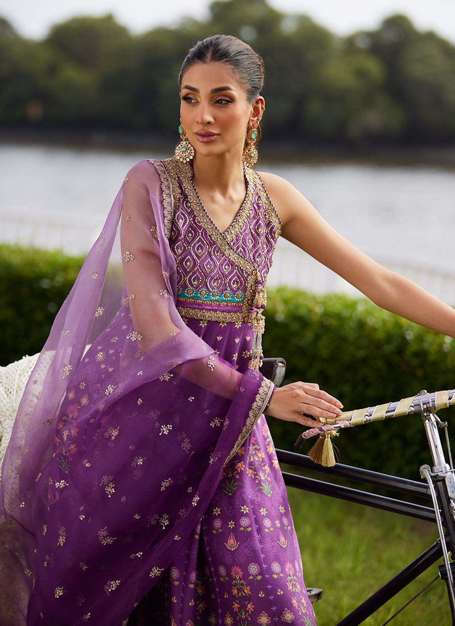 Farah Talib Aziz | Mayna Festive Luxe Pret | Aurora Aubergine Kalidaar And Dupatta - Official Farah Talib Aziz stockist in UK - Sakeena London