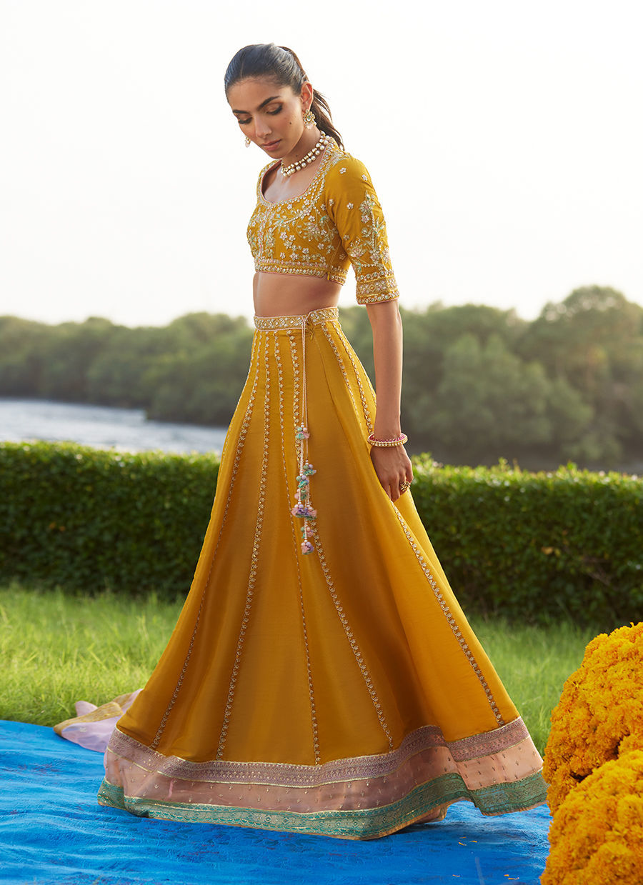 Farah Talib Aziz | Mayna Festive Luxe Pret | Zard Lengha Choli - Official Farah Talib Aziz stockist in UK - Sakeena London