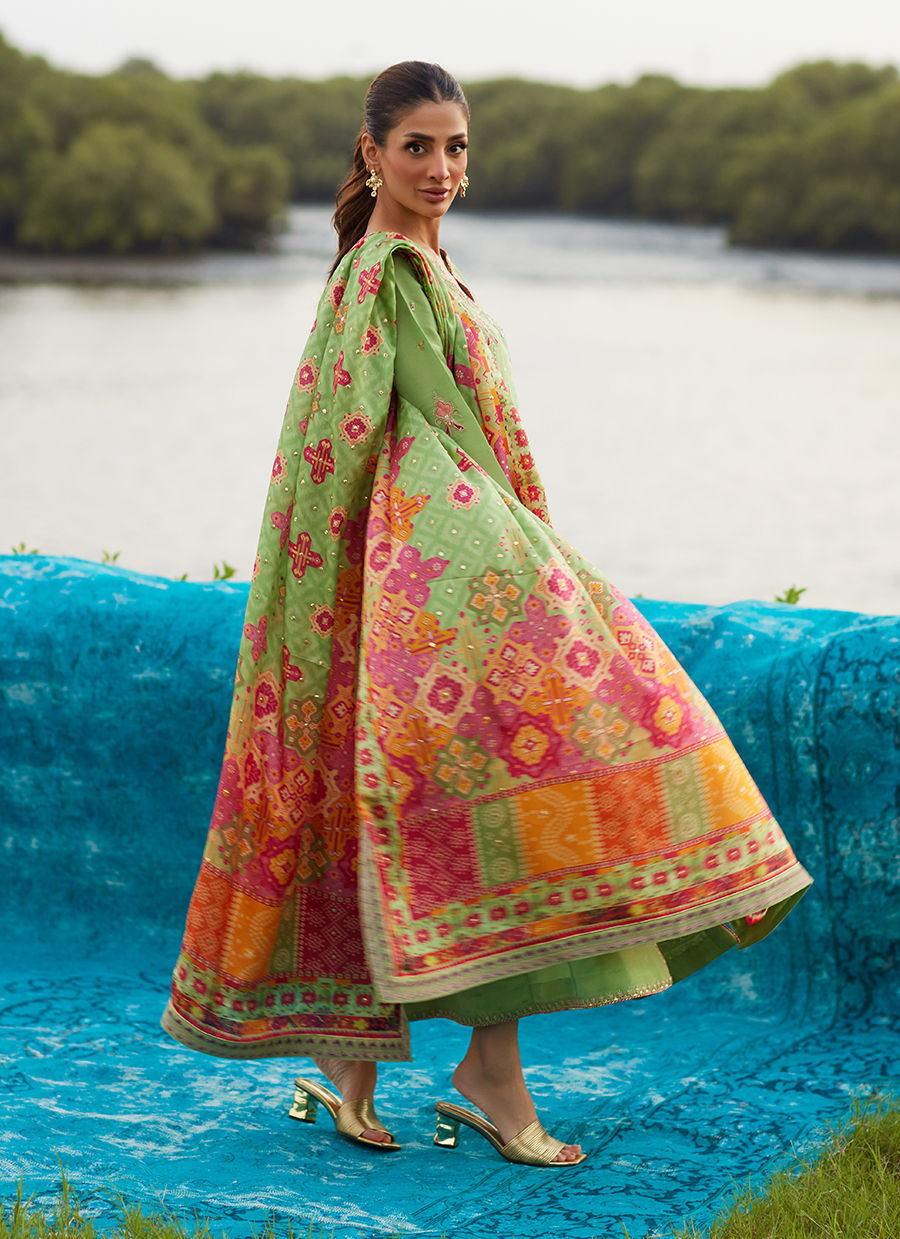 Farah Talib Aziz | Mayna Festive Luxe Pret | Elysian Sage Shirt And Dupatta - Official Farah Talib Aziz stockist in UK - Sakeena London