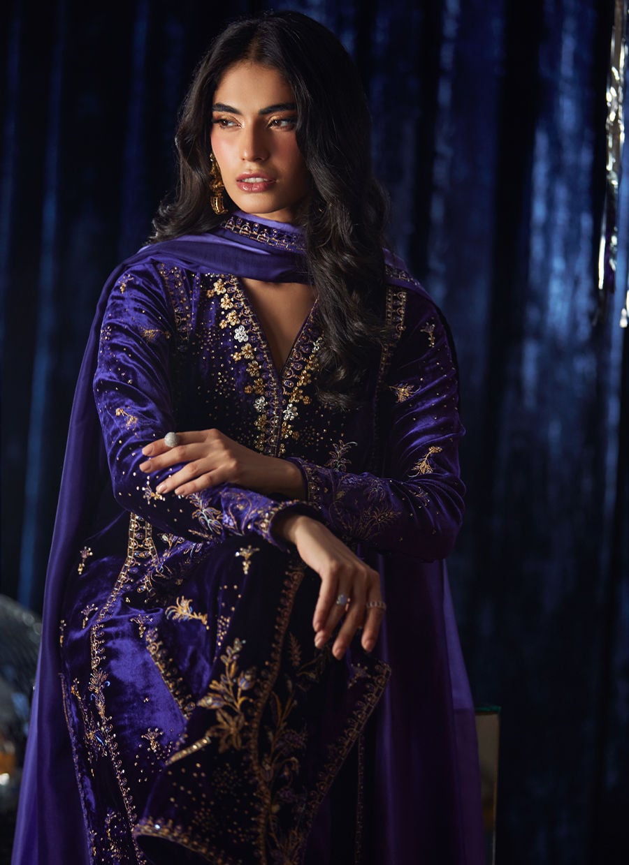 Farah Talib Aziz | Velvet Fete 4 | Tahlia Shirt And Dupatta - Official Farah Talib Aziz stockist in UK - Sakeena London