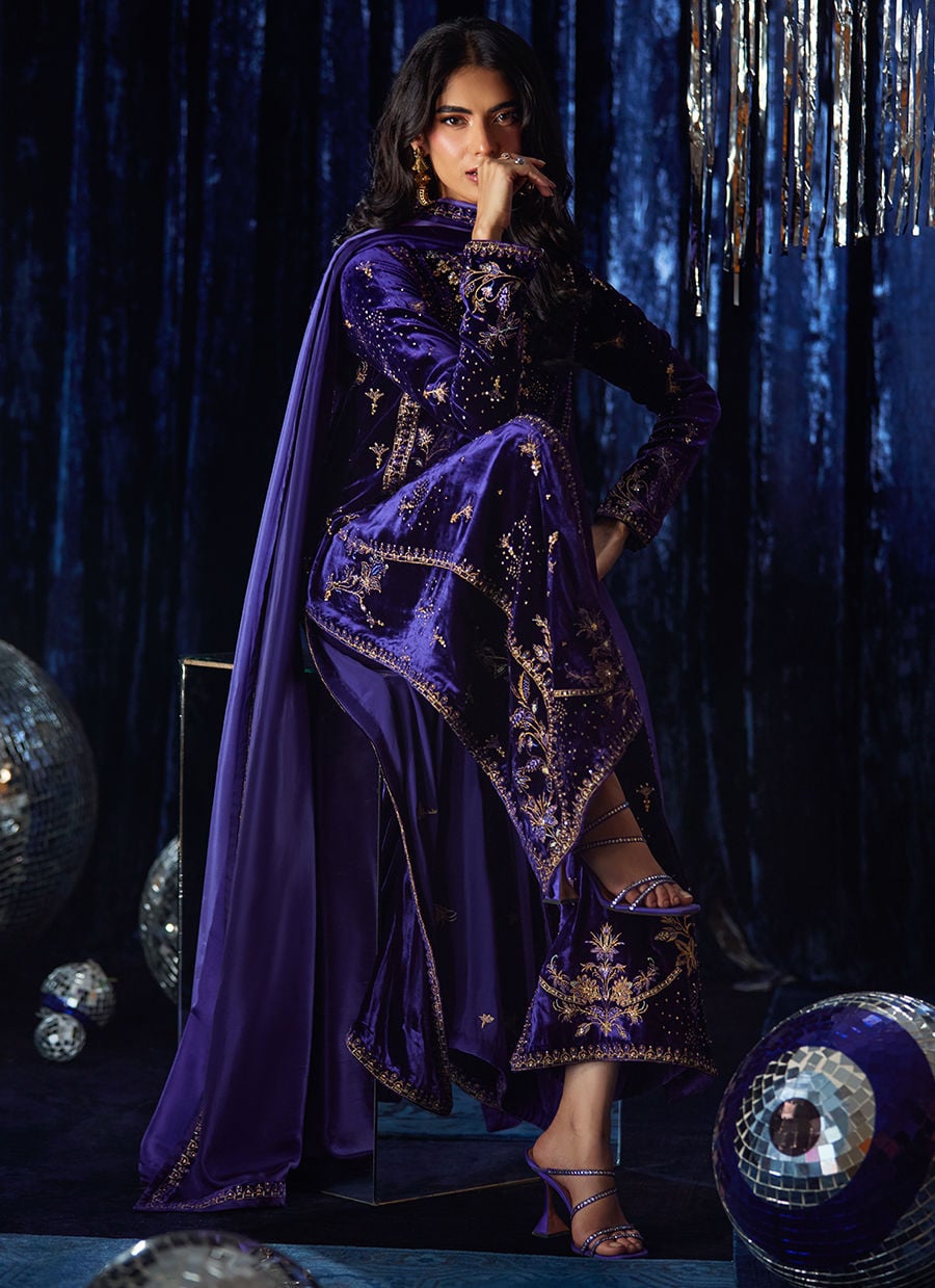 Farah Talib Aziz | Velvet Fete 4 | Tahlia Shirt And Dupatta - Official Farah Talib Aziz stockist in UK - Sakeena London