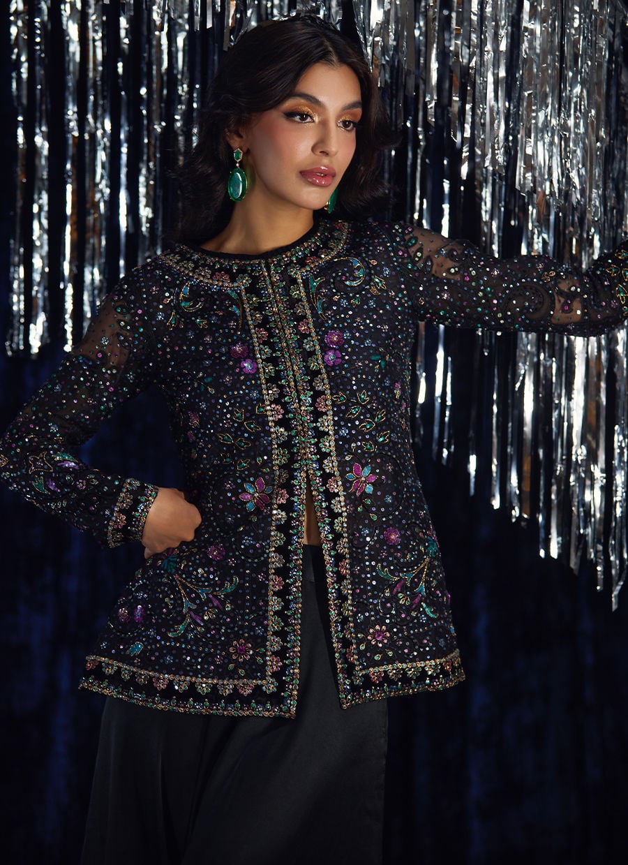 Farah Talib Aziz | Velvet Fete 4 | Lumi Organza Jacket - Official Farah Talib Aziz stockist in UK - Sakeena London
