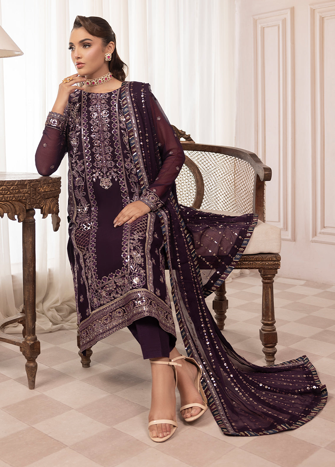 Sahane | Elyssa Festive Chiffon | CT-19006 Mure - ELYSSA - Official Sahane stockist in UK - Sakeena London