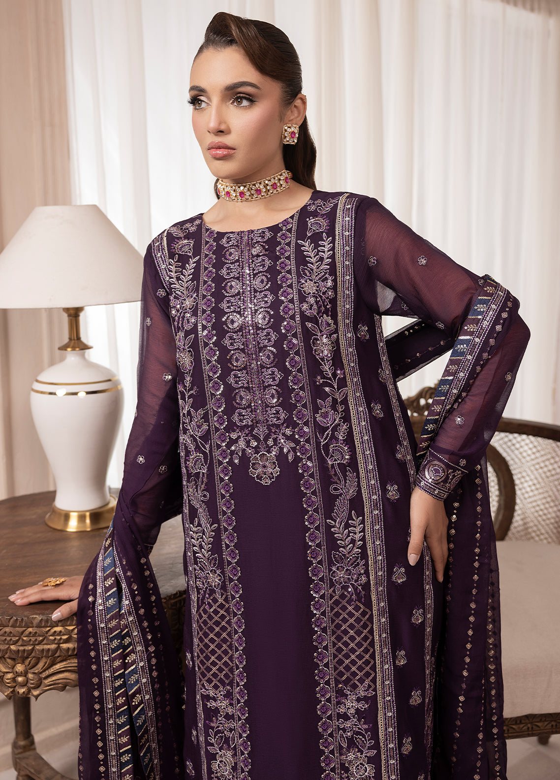Sahane | Elyssa Festive Chiffon | CT-19006 Mure - ELYSSA - Official Sahane stockist in UK - Sakeena London