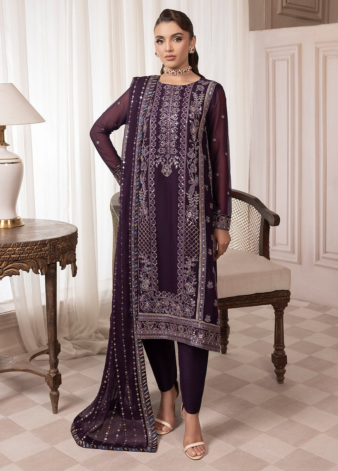 Sahane | Elyssa Festive Chiffon | CT-19006 Mure - ELYSSA - Official Sahane stockist in UK - Sakeena London