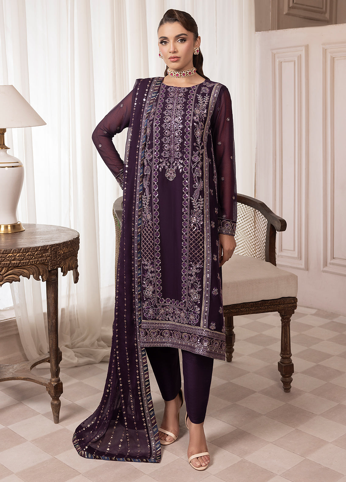 Sahane | Elyssa Festive Chiffon | CT-19006 Mure - ELYSSA - Official Sahane stockist in UK - Sakeena London
