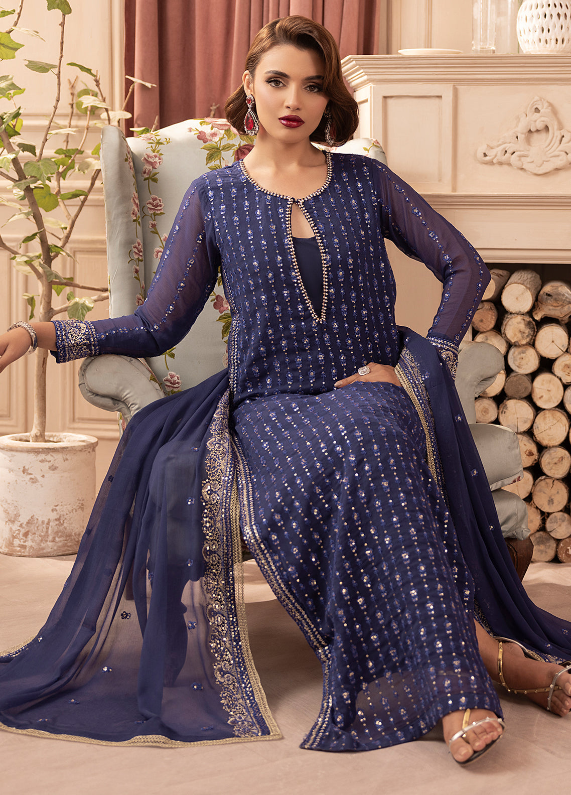 Sahane | Elyssa Festive Chiffon | CT-19002 Elle - ELYSSA - Official Sahane stockist in UK - Sakeena London