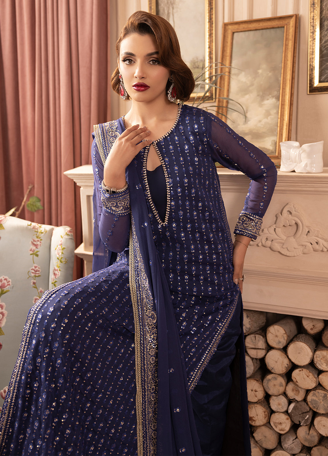 Sahane | Elyssa Festive Chiffon | CT-19002 Elle - ELYSSA - Official Sahane stockist in UK - Sakeena London