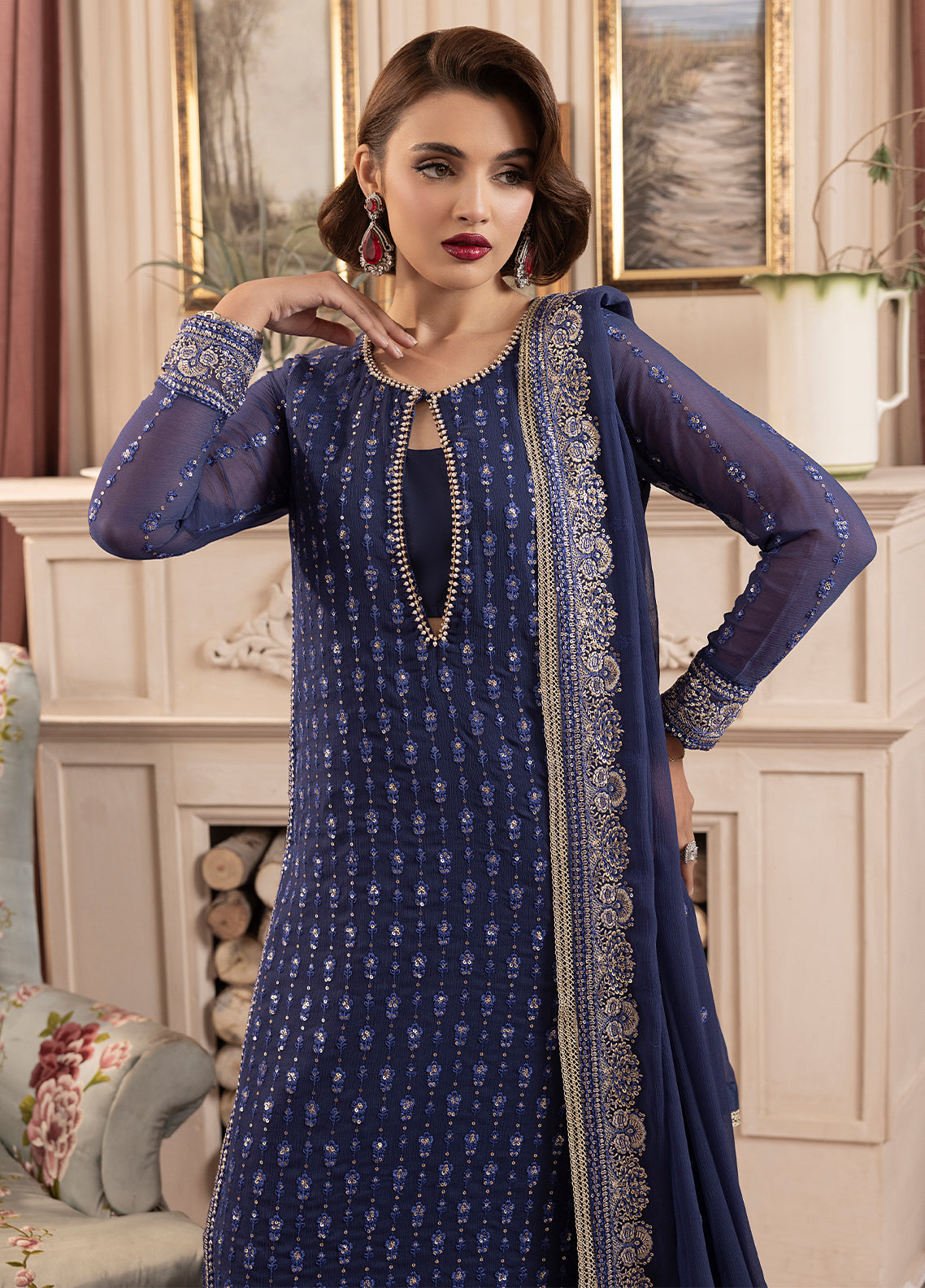 Sahane | Elyssa Festive Chiffon | CT-19002 Elle - ELYSSA - Official Sahane stockist in UK - Sakeena London