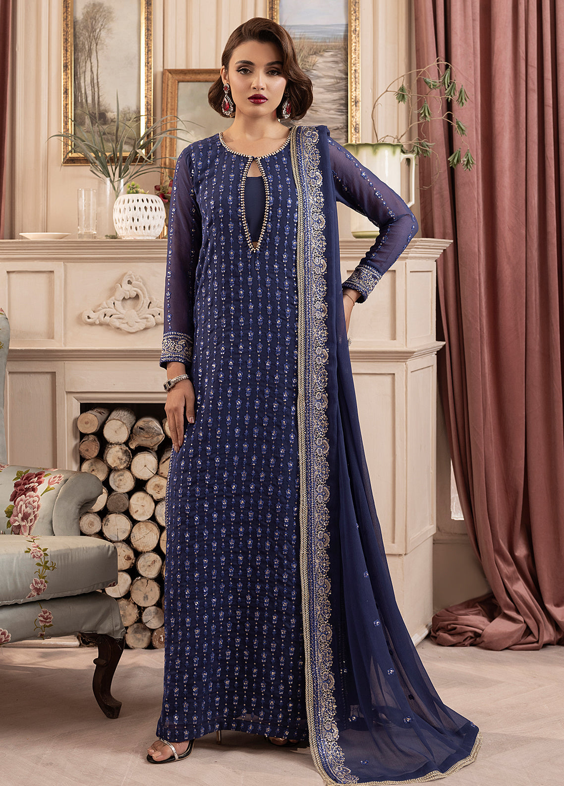 Sahane | Elyssa Festive Chiffon | CT-19002 Elle - ELYSSA - Official Sahane stockist in UK - Sakeena London