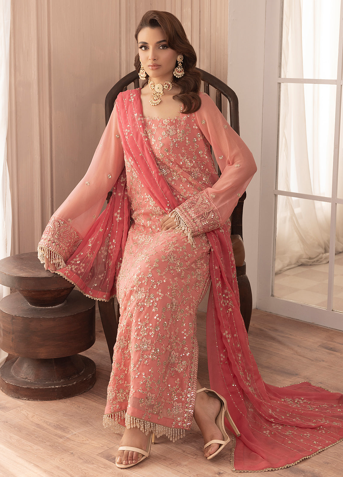 Sahane | Elyssa Festive Chiffon | CT-19003 Rosa - ELYSSA - Official Sahane stockist in UK - Sakeena London