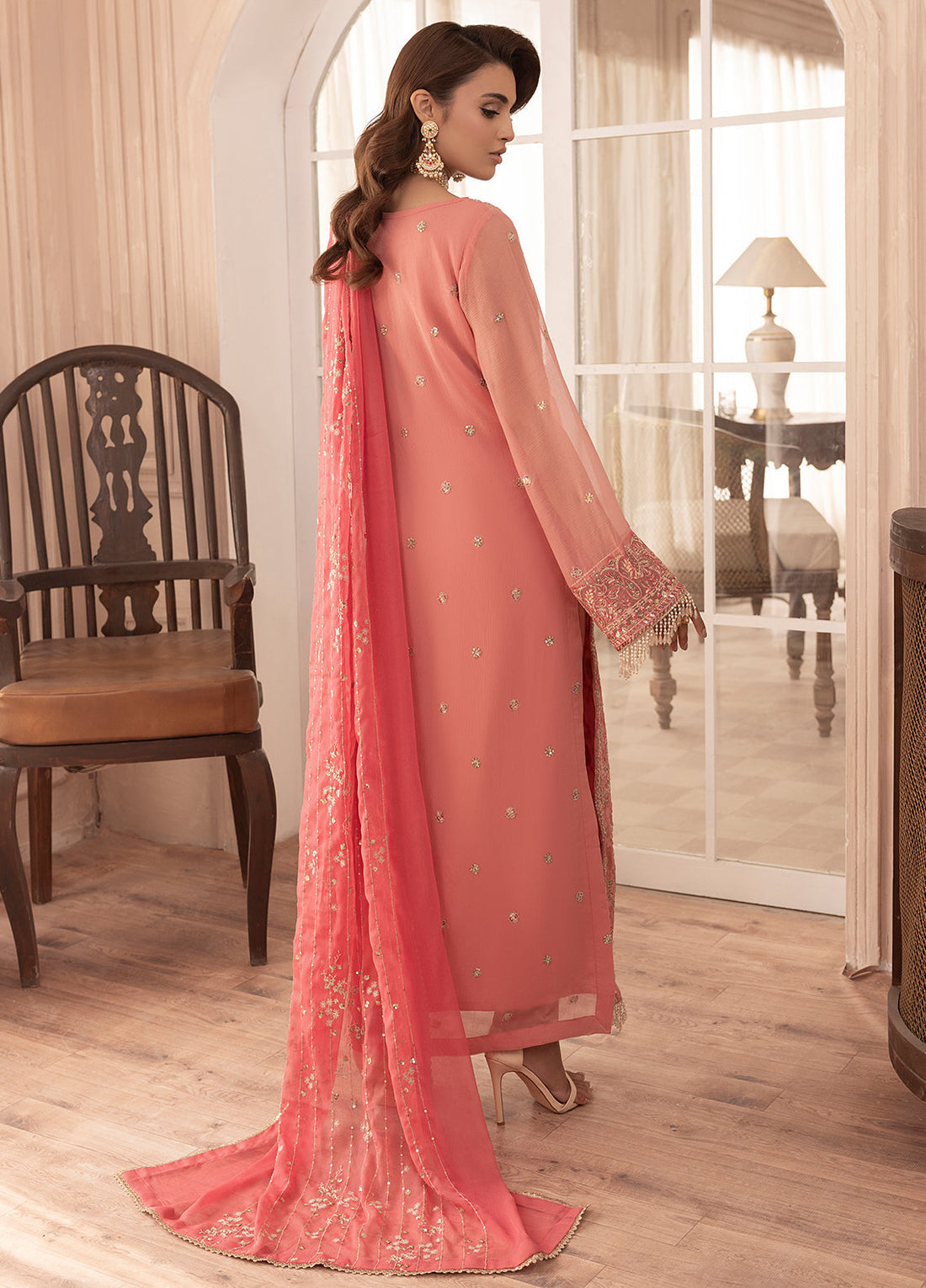 Sahane | Elyssa Festive Chiffon | CT-19003 Rosa - ELYSSA - Official Sahane stockist in UK - Sakeena London