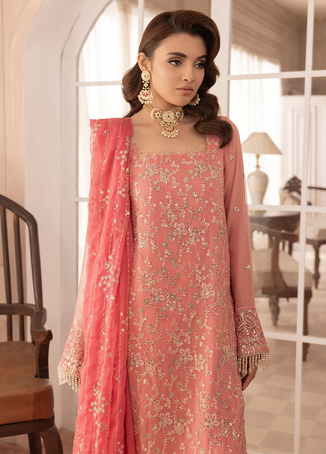 Sahane | Elyssa Festive Chiffon | CT-19003 Rosa - ELYSSA - Official Sahane stockist in UK - Sakeena London