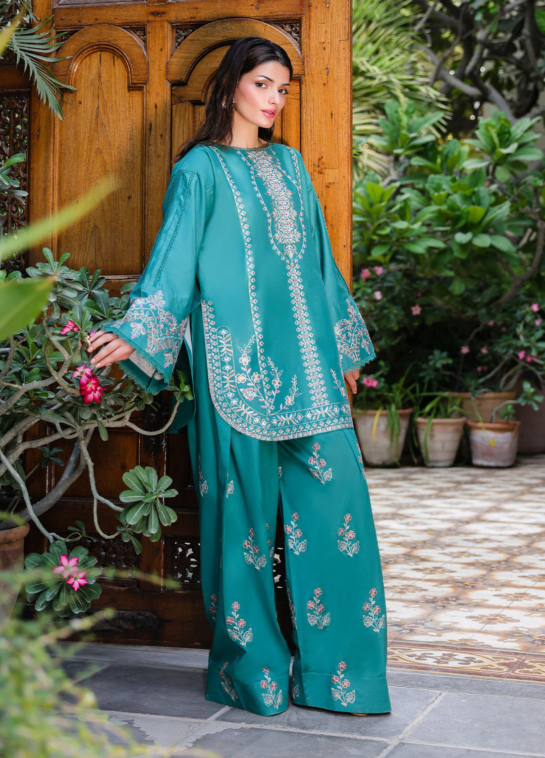 Sahane | Lovent Embroidered Pret 25 | ME23009 Verdelia - Official Sahane stockist in UK - Sakeena London