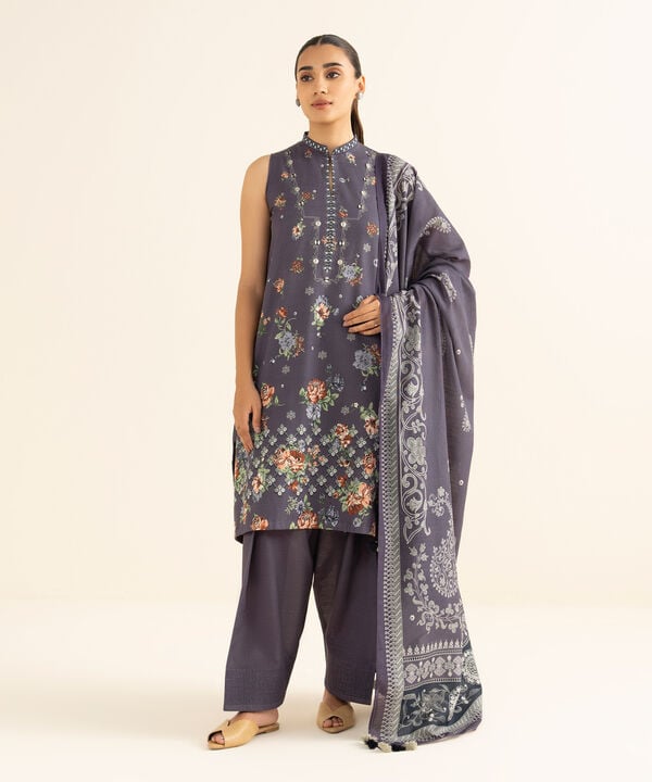 Sapphire | Fall Winter 25 | 3 Piece - Printed Cotton Suit 3PDY25V84SOU - Official Sapphire stockist in UK - Sakeena London