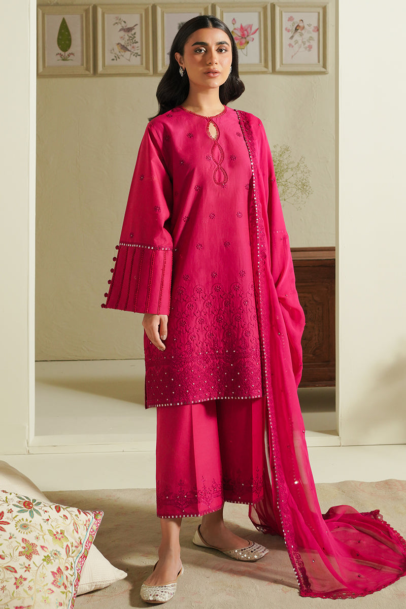 Cross Stitch | Mahiri Embroidered Lawn 24 | FUCHSIA BLUSH - Official Cross Stitch stockist in UK - Sakeena London
