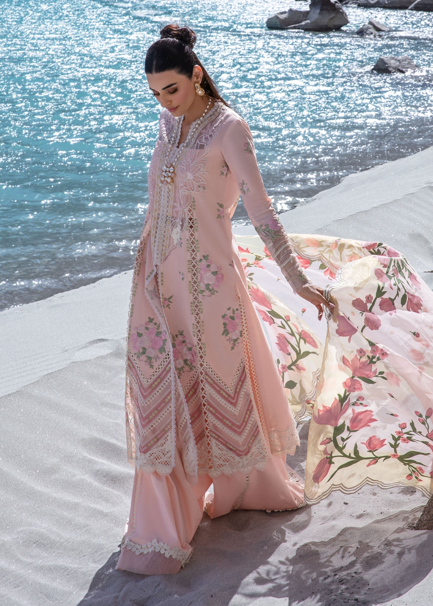 Crimson | Lawn 2024 | Forget Me Not - Sorbet Pink - Official Crimson stockist in UK - Sakeena London