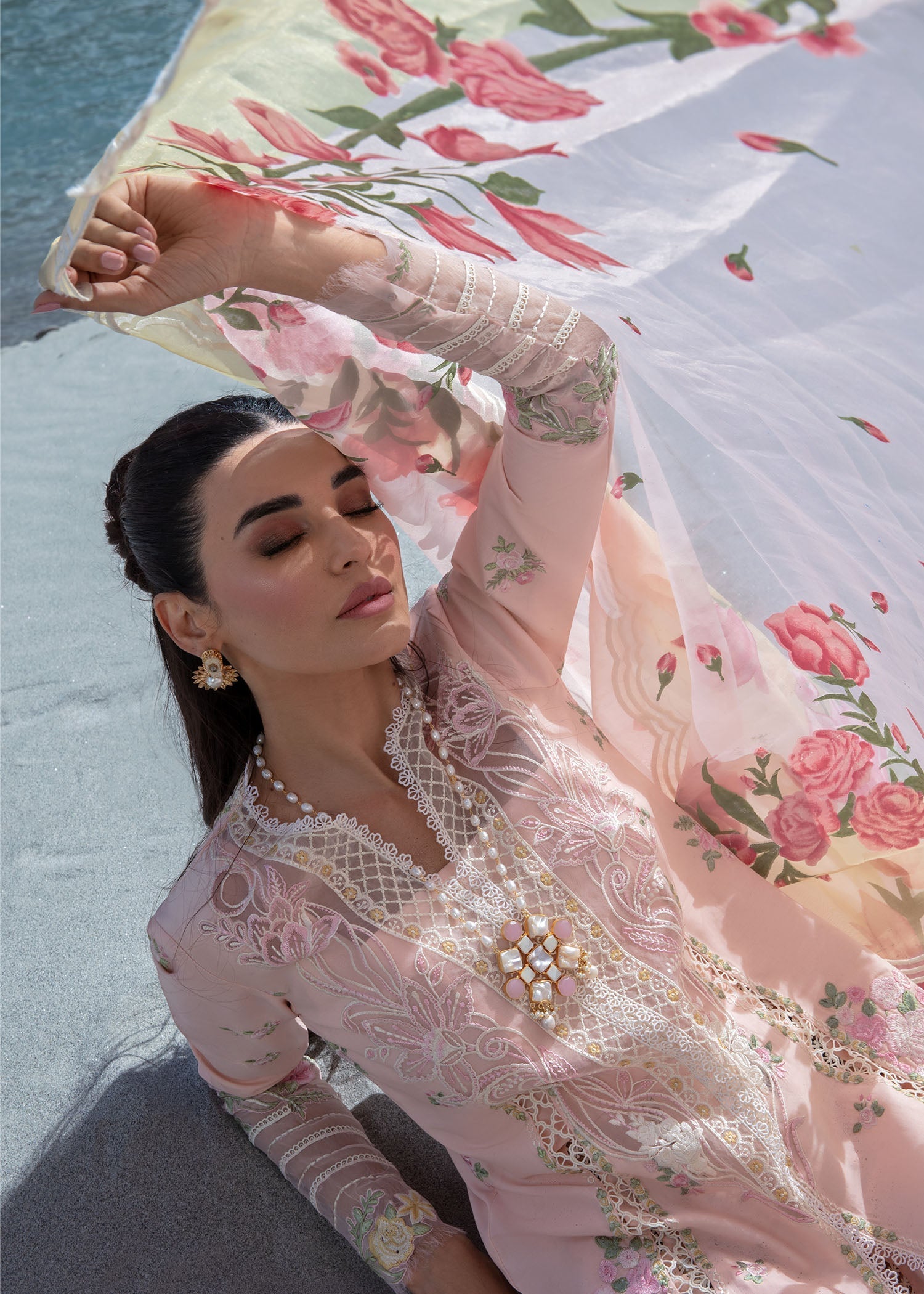 Crimson | Lawn 2024 | Forget Me Not - Sorbet Pink - Official Crimson stockist in UK - Sakeena London