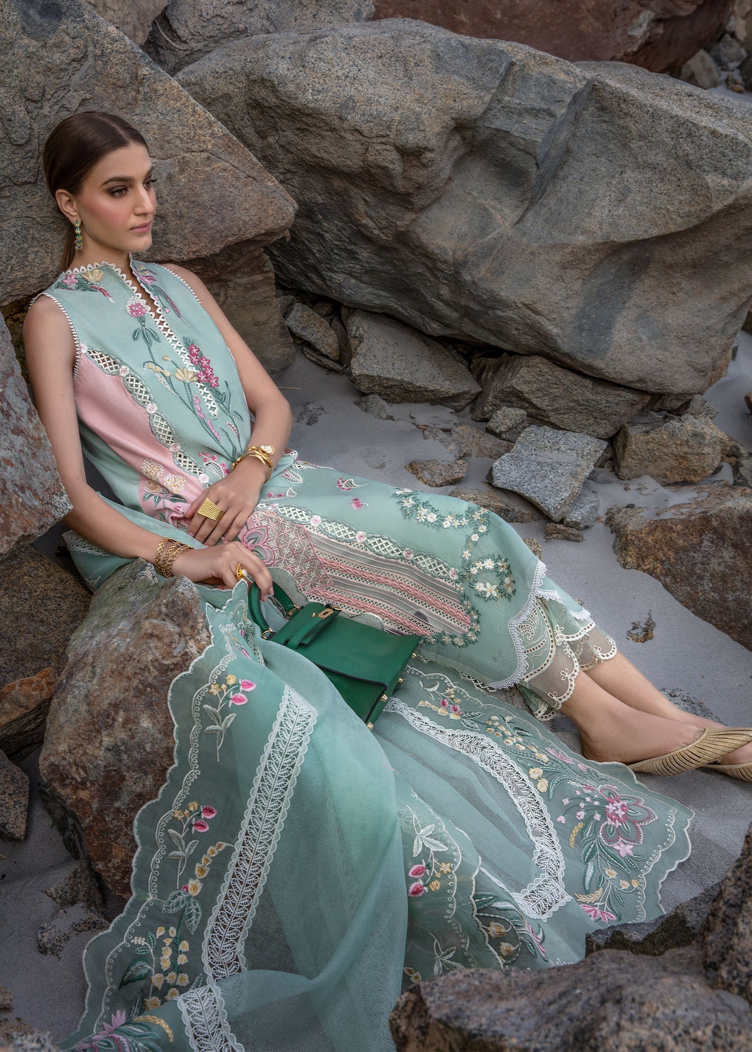 Crimson | Lawn 2024 | Sun Kissed - Sea Foam - Official Crimson stockist in UK - Sakeena London