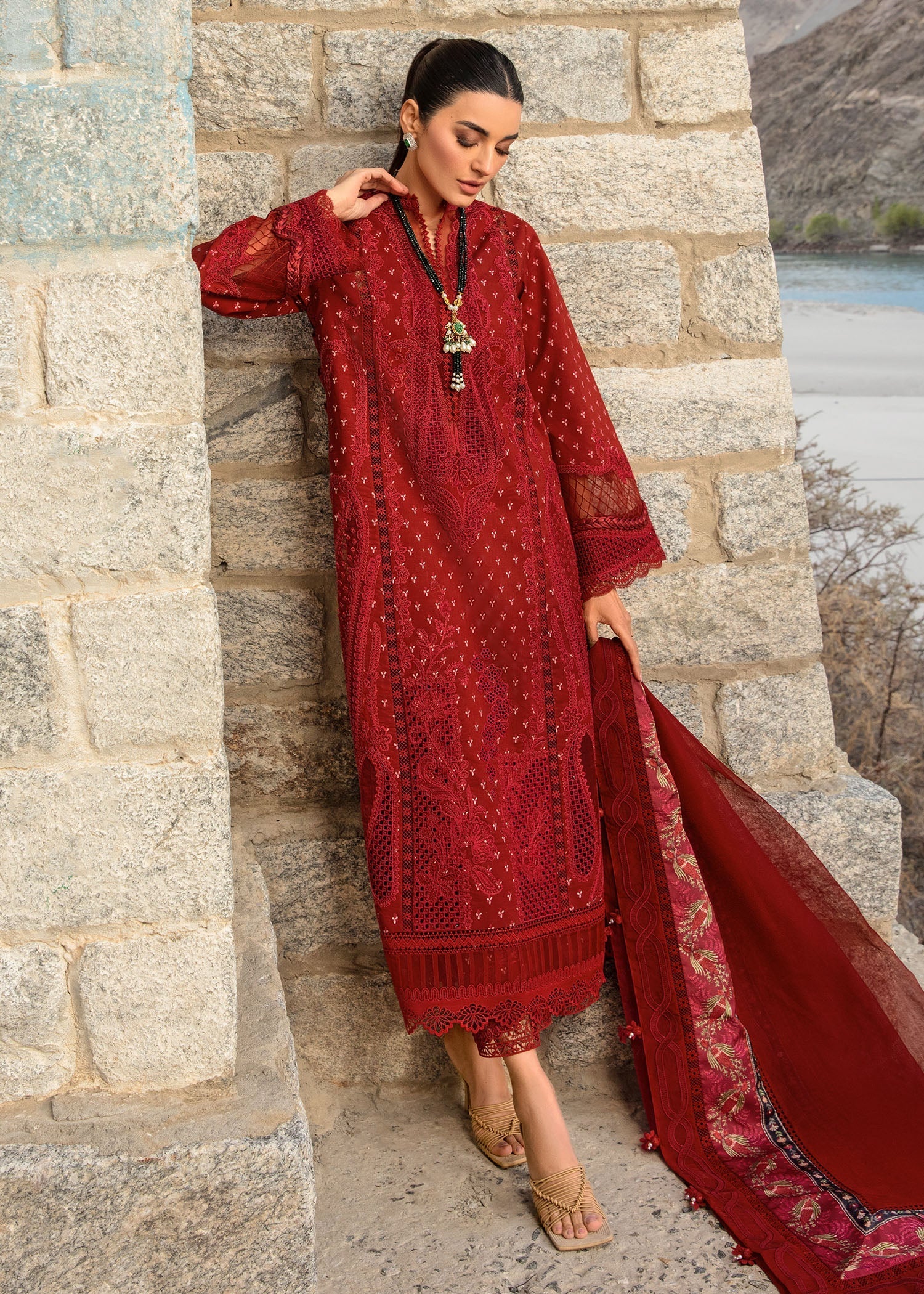Crimson | Lawn 2024 | Dancing Paisleys - Ruby - Official Crimson stockist in UK - Sakeena London