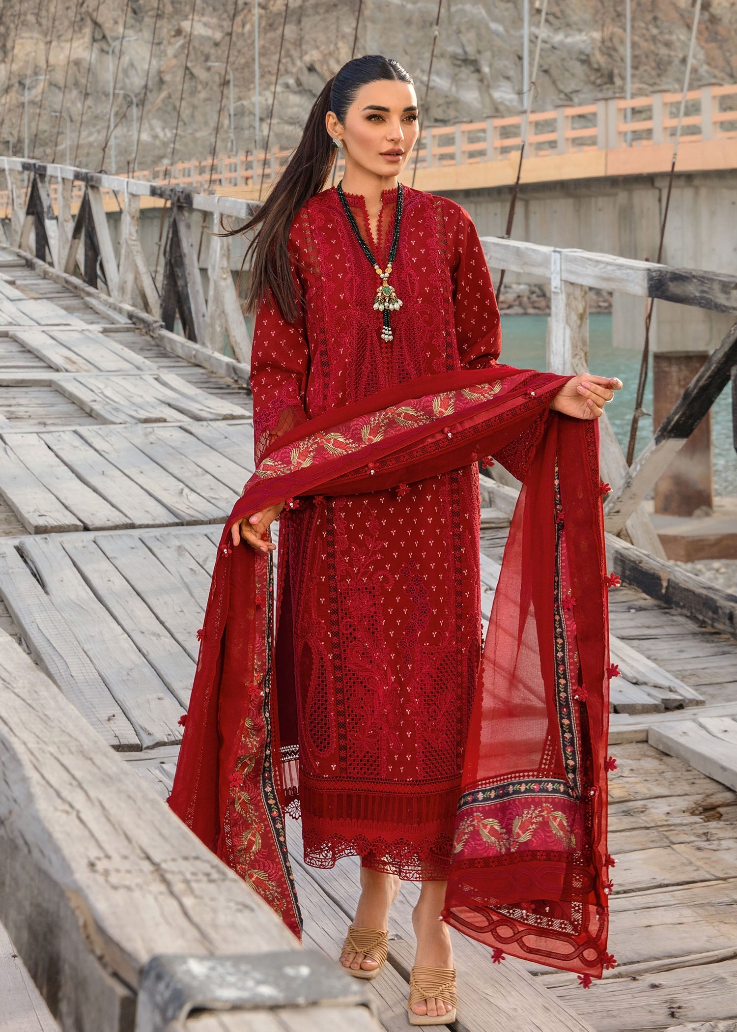 Crimson | Lawn 2024 | Dancing Paisleys - Ruby - Official Crimson stockist in UK - Sakeena London
