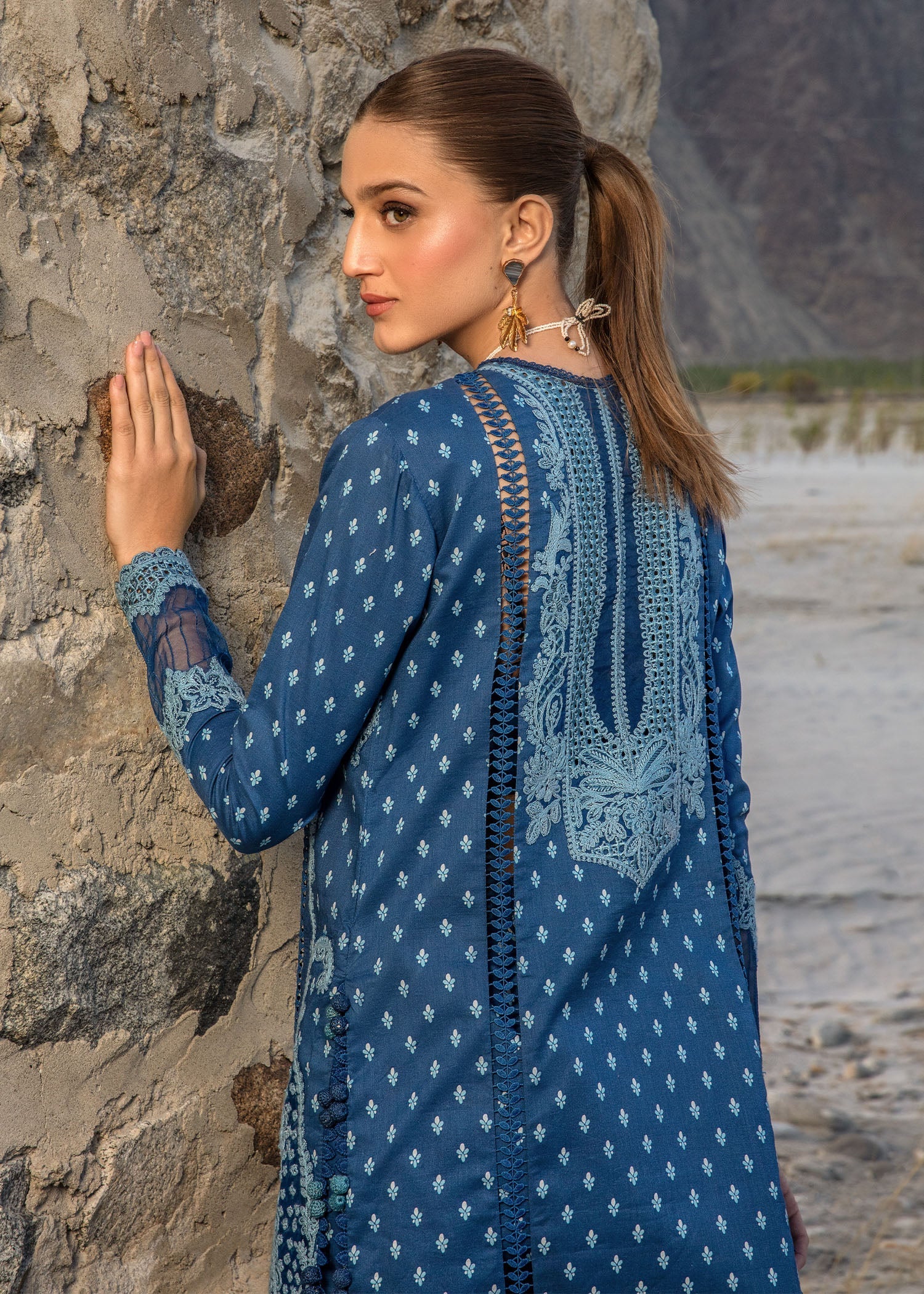 Crimson | Lawn 2024 | Dancing Paisleys - Cobalt - Official Crimson stockist in UK - Sakeena London