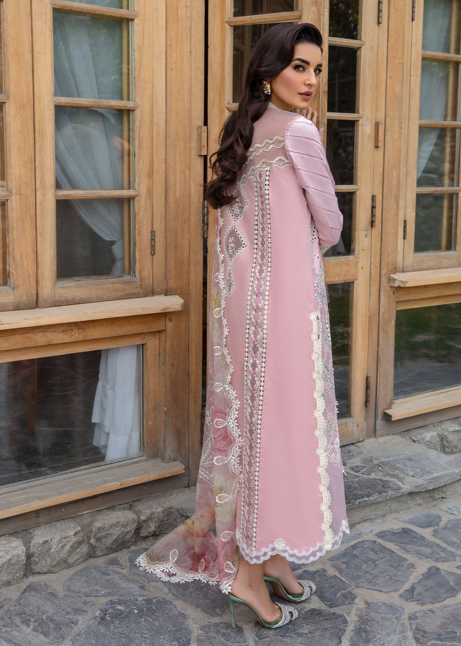 Crimson | Lawn 2024 | A Floral Mesh - Rose Pink - Official Crimson stockist in UK - Sakeena London