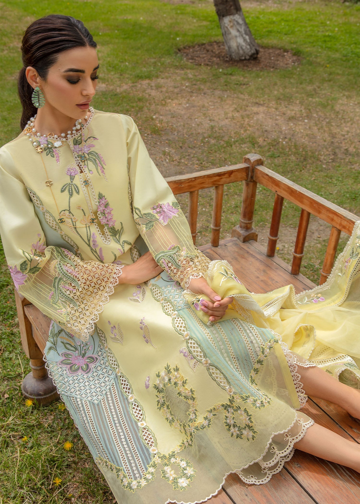 Crimson | Lawn 2024 | Sun Kissed - Lemon - Official Crimson stockist in UK - Sakeena London