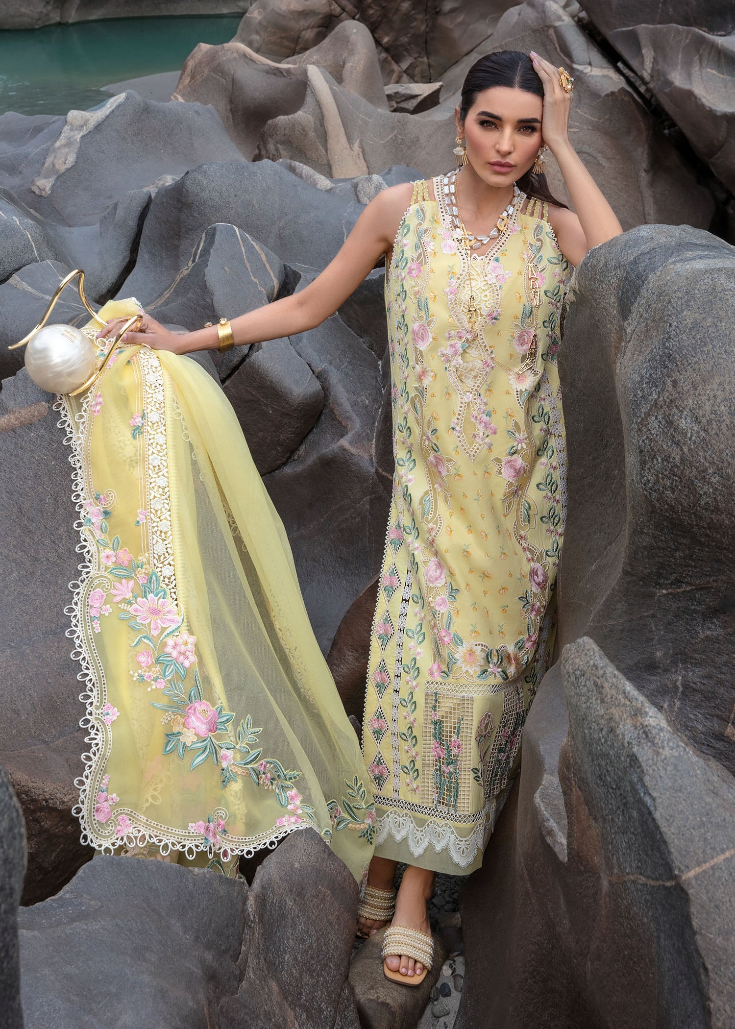 Crimson | Lawn 2024 | Believe In Her - Topaz Yellow - Official Crimson stockist in UK - Sakeena London
