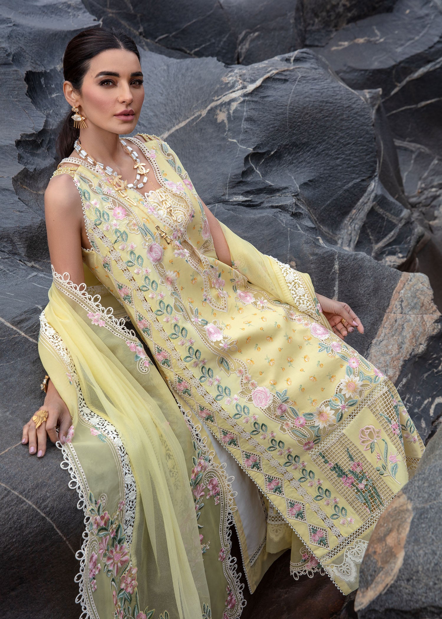 Crimson | Lawn 2024 | Believe In Her - Topaz Yellow - Official Crimson stockist in UK - Sakeena London