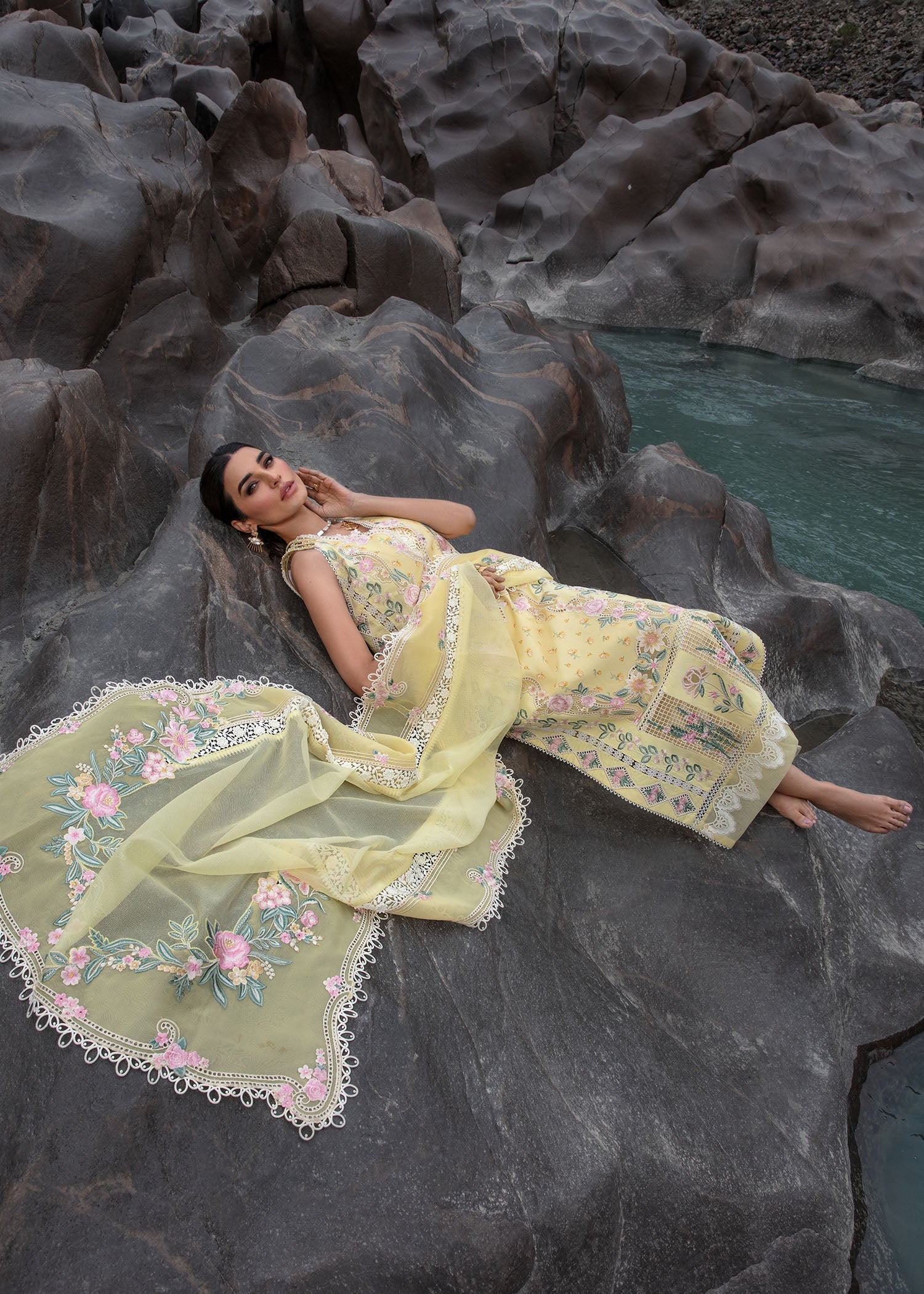 Crimson | Lawn 2024 | Believe In Her - Topaz Yellow - Official Crimson stockist in UK - Sakeena London